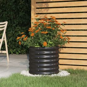 Garden Planter Powder-coated Steel 15.7"x15.7"x14.2" Anthracite
