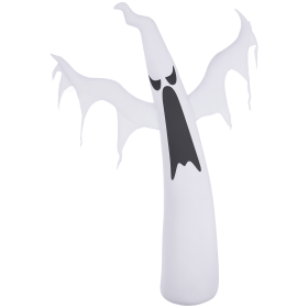 HOMCOM 6' Tall Halloween Inflatables Outdoor Decorations White Ghost, Light Up Blow Up Yard Decor with LED Light and Fan Indoor Outdoor for Garde