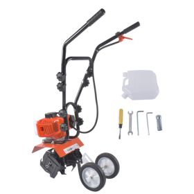 52CC 2-Stroke Gas Powered Tiller Cultivator with 4 Adjustable Front Tines, Handheld Rototiller for Lawn, Garden and Soil Cultivation