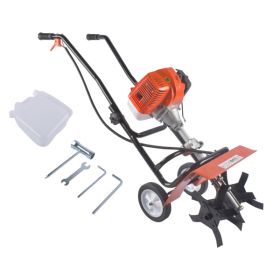 52CC 2-Stroke Gas Powered Tiller Cultivator, Handheld Rototiller for Lawn, Garden and Soil Cultivation