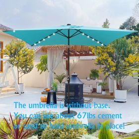 10 x 6.5Ft Rectangular Patio Solar LED Lighted Outdoor Market Umbrellas with Crank and Push Button Tilt for Garden Shade Swimming Pool