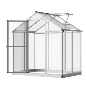 4 L X 6 W Walk-In Polycarbonate Greenhouse With Roof Vent, Outdoor Greenhouse For Winter, Clear (Option: With)