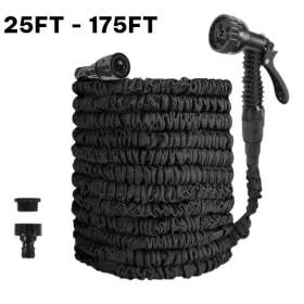 Scalable garden hose, high-pressure car wash hose with 7 spray functions, multifunctional home garden watering hose, water gun (Color: Black, Length: 100ft)