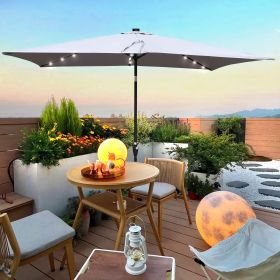 10 x 6.5t Rectangular Patio Solar LED Lighted Outdoor Umbrellas with Crank and Push Button Tilt for Garden Backyard Pool Swimming Pool (Color: as Pic)