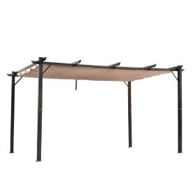 10' x 13' Outdoor Retractable Pergola Canopy, Aluminum Patio Pergola, Backyard Shade Shelter for Porch Party, Garden, Grill Gazebo, Brown (Color: as Pic)