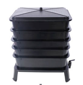 5-layer Worm Composting Bin (Color: Black)